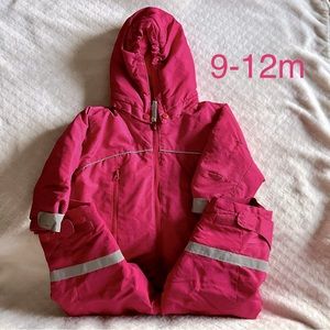 H&M Baby Girl Full Winter Snowsuit Fuchsia Pink One Piece Ski Suit 9-12 Months